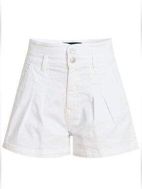 VERONICA BEARD white pleaded denim shorts